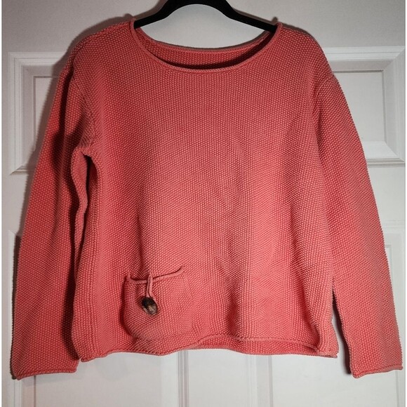 Coral Pink Knit Pocket Front Sweater. Approx 22in P2P 23.5in Length - Picture 1 of 5